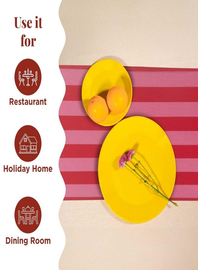 Folkulture Table Runner 108 Inches Long | Vertical Striped Home Decor | 100% Cotton Long Table Runner for Christmas Decor | Pink & Red | Wash Friendly - Image 4