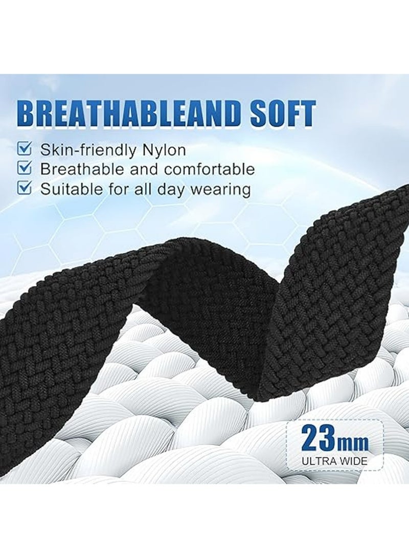 بولوز الفرقة المنقولة المرنة لفرقة ساعة آبل 42 مم 44 مم 45 مم 46 مم 49 مم النساء الرجال ، النايلون الناعم المنسوج الرياضة حزام حلقة سولو لسلسلة iWatch 10 9 8 7 6 5 4 3 SE - Image 4