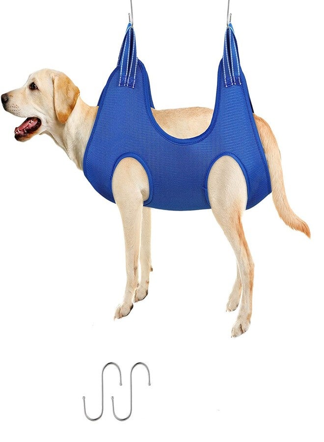 AWOKZA Pet Grooming Hammock Helper with Hooks- Thickened Microfiber Dog Hammock Assistant Restraint Bag Harness for Pets Puppy Kitten Bathing Washing Grooming Trimming Nail (Blue) - Image 1