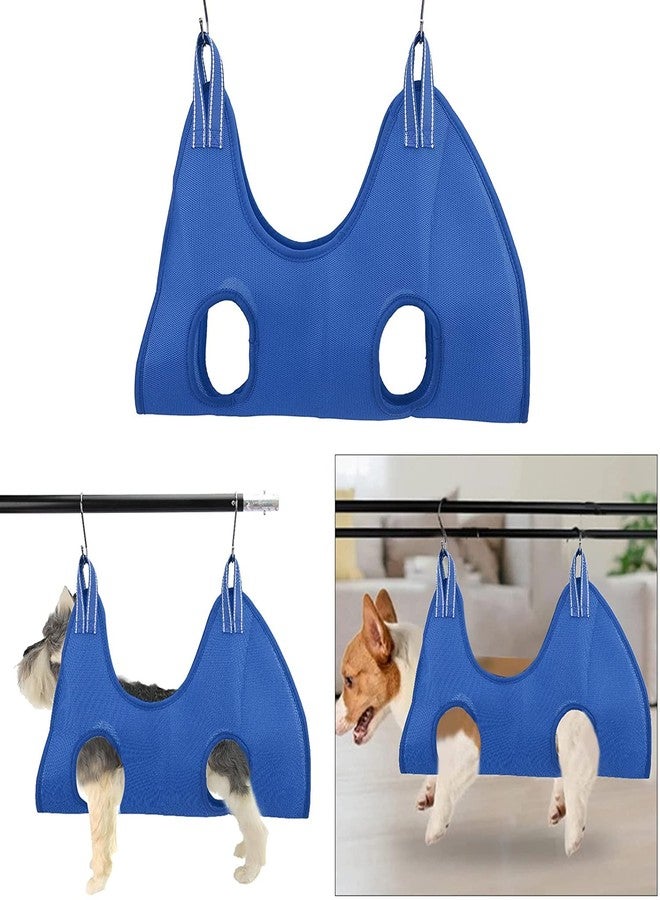 AWOKZA Pet Grooming Hammock Helper with Hooks- Thickened Microfiber Dog Hammock Assistant Restraint Bag Harness for Pets Puppy Kitten Bathing Washing Grooming Trimming Nail (Blue) - Image 3