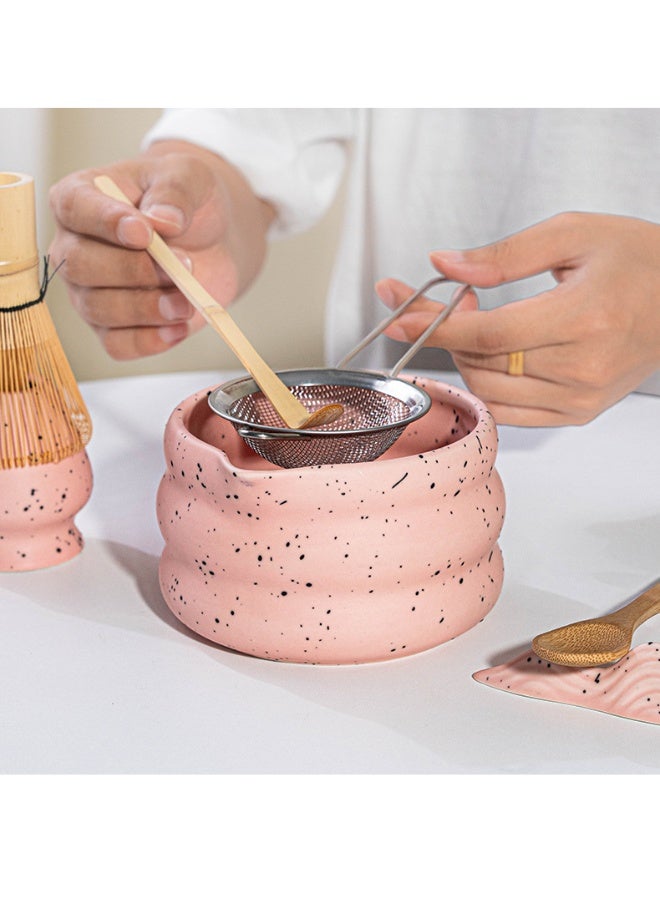 GuRiver 5 Piece Matcha Set, Traditional Handmade Tea Tool with Ceramic Bowl, Scoop, Prong Bamboo Matcha Whisk and Holder - Image 3