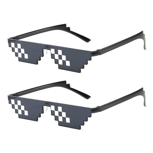 Homeaura Kids Non-Polarized Pixelated Party Swag Savage Glasses | Sigma Gangster Gangsta Goggles for Meme Party | Fun Stylish Cool Funky Sunglasses & Adults (Pack of 2), Black, M - Image 1