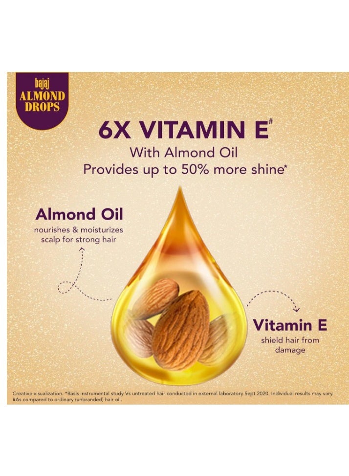 بجاج زيت شعر باجاج بقطرات اللوز - ٣٠٠ مل | تغذية غنية بفيتامين هـ بست مرات | زيت شعر غير لزج للتحكم في تساقط الشعر - Image 2