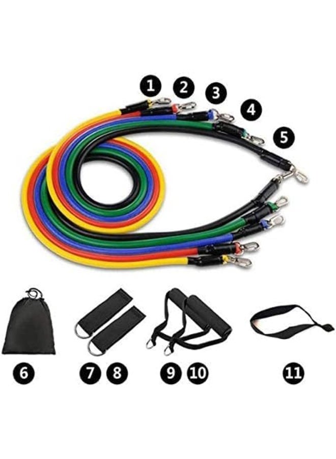 Resistance Fitness Band Set With Stackable Exercise Bands Legs Ankle Straps Multi-Function Professional Fitness Equipment 11 Pcs - Image 2