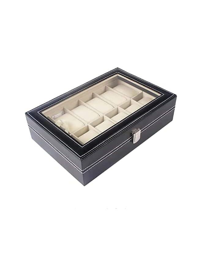 SKY-TOUCH 12 grid watch box，PU Leather Watch Case Watch Box for Men and Women，Watch Display Case with Glass Lids and Removable Pillow，Watch Display Storage Box as Gift for Valentines Day Birthday - Image 3