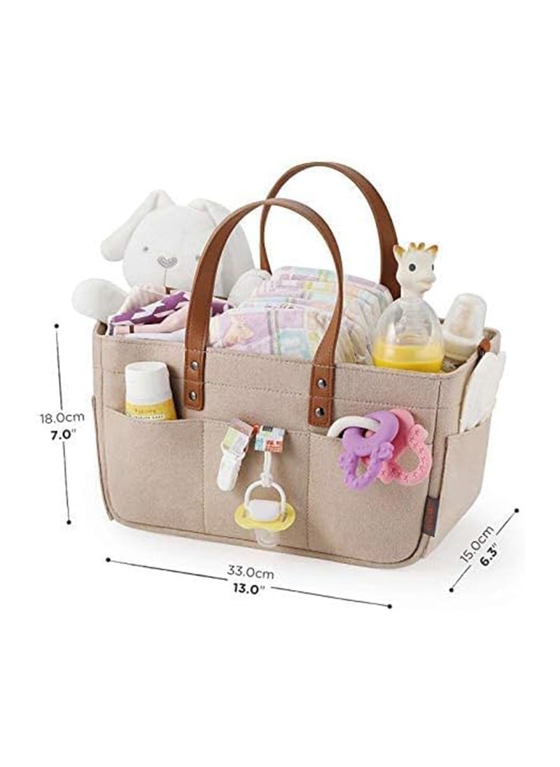 Gonice Gonice Baby Diaper Caddy Organizer, Portable Nappies Organizer Nursery Storage Basket with Handle, Baby Storage Basket for Car Travel, Diaper Storage Bin (Brown)  - Image 5