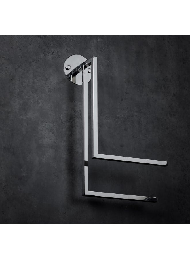 حامل مناشف مزدوج فضي