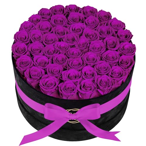 Prifroti 47 Flowers in a Luxury Suede Box, Birthday Gifts for Women, Preserved Flowers, Mothers Day Roses Gift for Mom, Bossy Pink - Image 1