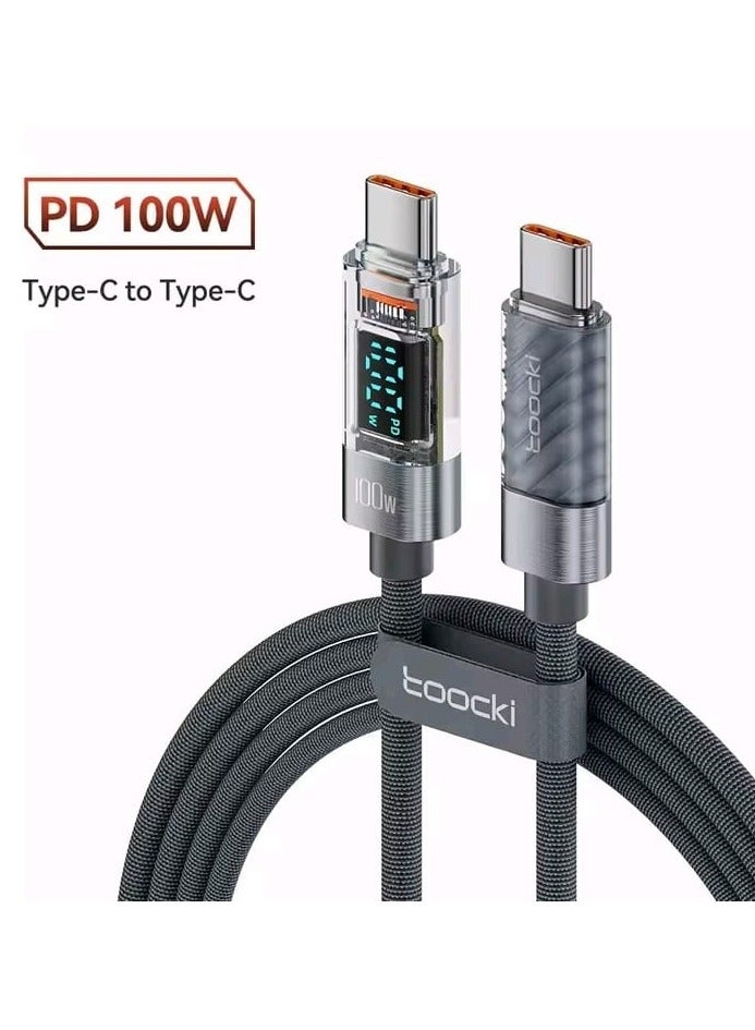 Toocki Type C to Type C Cable 100W PD Display Fast Charging Charger USB C to USB C Transparent Cable - Image 1