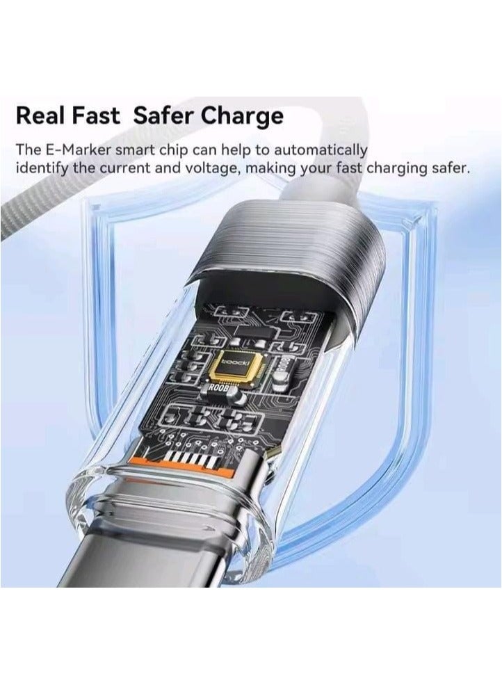 Toocki Type C to Type C Cable 100W PD Display Fast Charging Charger USB C to USB C Transparent Cable - Image 3