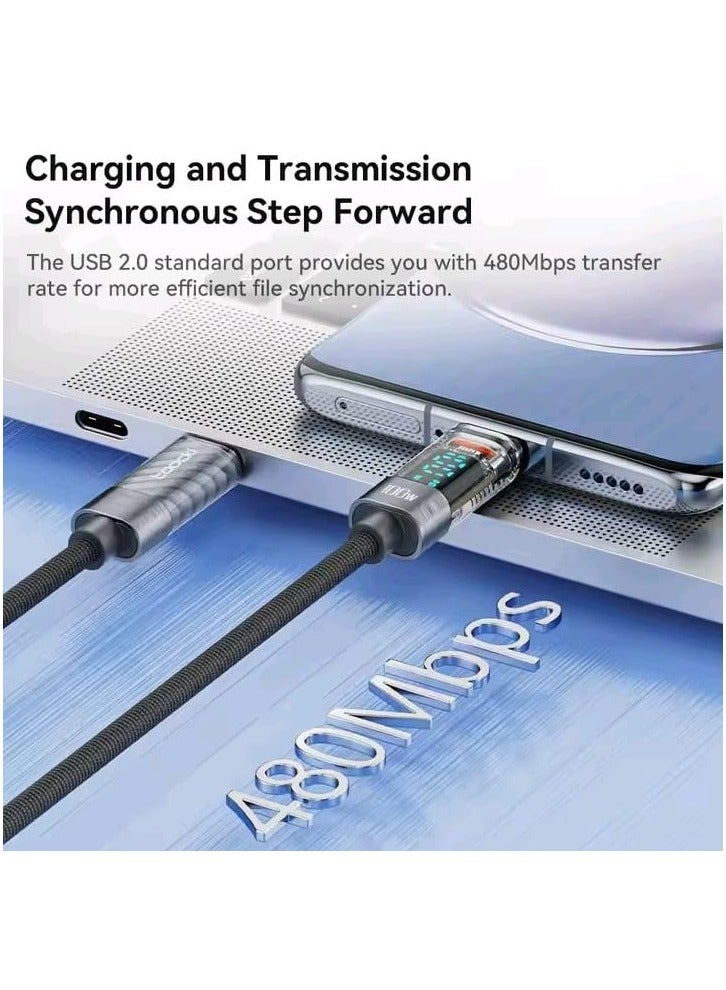 Toocki Type C to Type C Cable 100W PD Display Fast Charging Charger USB C to USB C Transparent Cable - Image 5