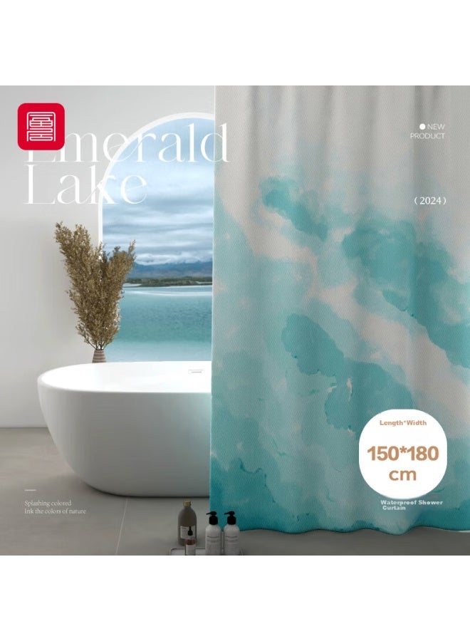 Foojo High-quality Shower Curtain, German Quality, Mold-resistant And Waterproof Fabric, Bathroom Parion Curtain, Privacy Protection, Non-transparent, 150*180cm - Image 1