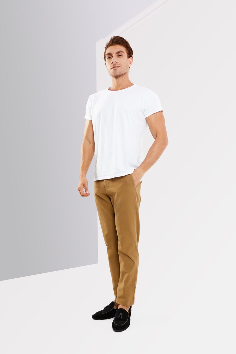 Scuderia Ferrari Men Regular Fit Solid Chino Pants, Tan - Image 2