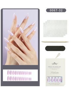 JOYME 24 Pcs Fake Nail Tip Set Nail Stylish Easy to Use Art Design for Salons and DIY with 72 Pcs Nail Adhesive Glue Tapes and Mini Nail File and Manicure Mini Stick for Women  - Image 1