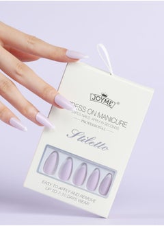 JOYME 24 Pcs Fake Nail Tip Set Nail Stylish Easy to Use Art Design for Salons and DIY with 72 Pcs Nail Adhesive Glue Tapes and Mini Nail File and Manicure Mini Stick for Women  - Image 3