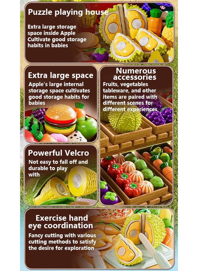 40pcs Durian bucket cutting toy food,Cutting Play Food Toy for Kids Kitchen,Pretend Play Food for Kids Kitchen,Using durian barrels to pack fruits and vegetable accessories, vegetable food toys, fruits, and pretend food,Toy kitchen accessories, perfect educational toys for toddler boys and girls, gifts for boys and girls - Image 5