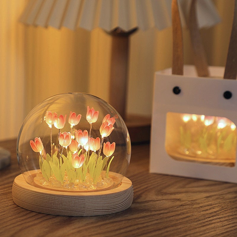 Tulip Night Light Handmade Diy Material Kit Creative Desktop Atmosphere Lamp Ornament Birthday Gift For Girls And Best Friends - Image 3