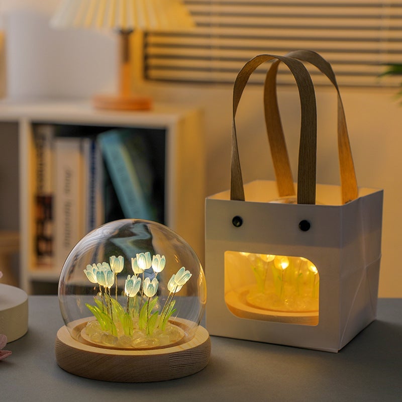 Tulip Night Light Handmade Diy Material Kit Creative Desktop Atmosphere Lamp Ornament Birthday Gift For Girls And Best Friends - Image 1
