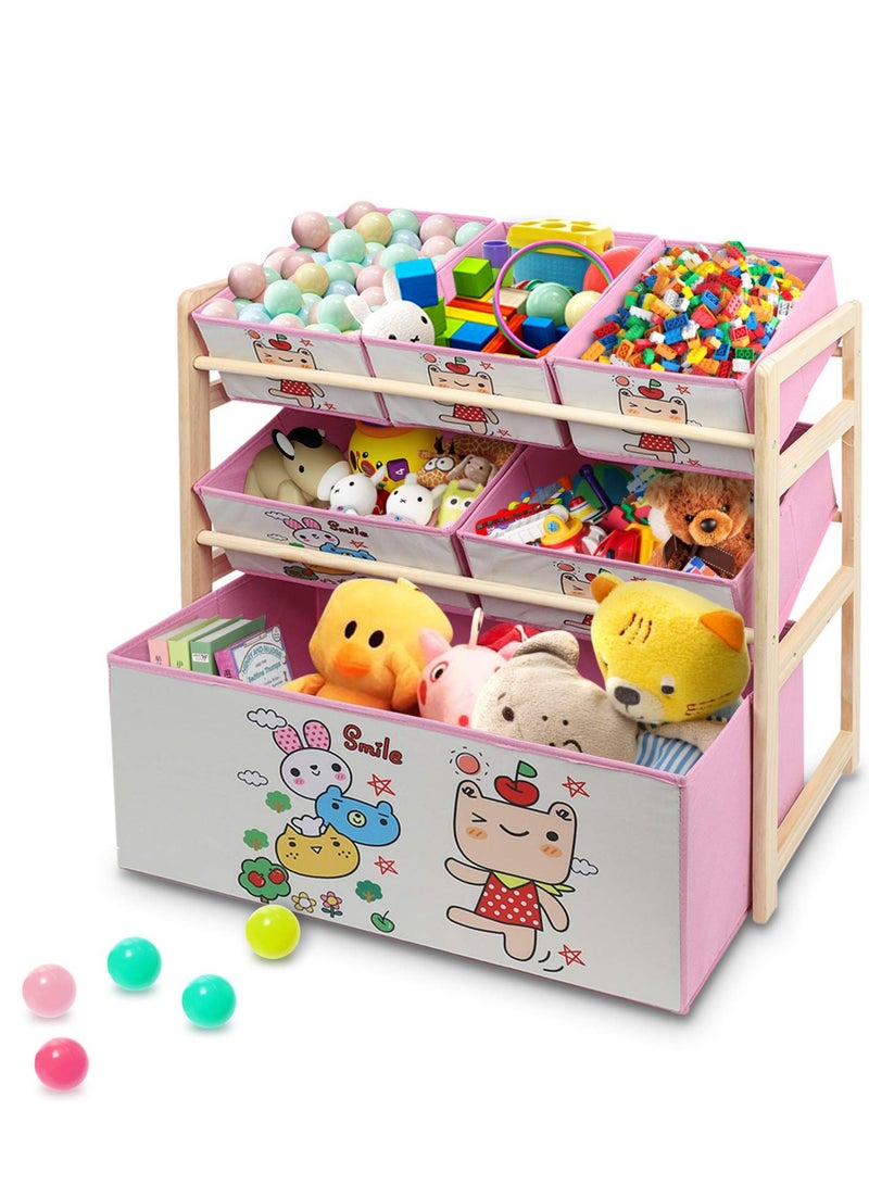 MIXDE Toys Organizer Kids Deluxe Multi Bin Toy Organizer with Storage Box Toy Box and Storage Boys Toy Box Storage Giraffe - Image 2
