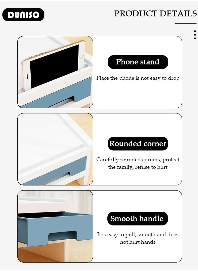DUNISO - 2-Tier Computer Monitor Stand Riser with drawers, Save Space for Home and Office ,Adjustable Desktop Storage Organizer for Computer, Printer and Cellphone,Used in Office and Home - Image 1