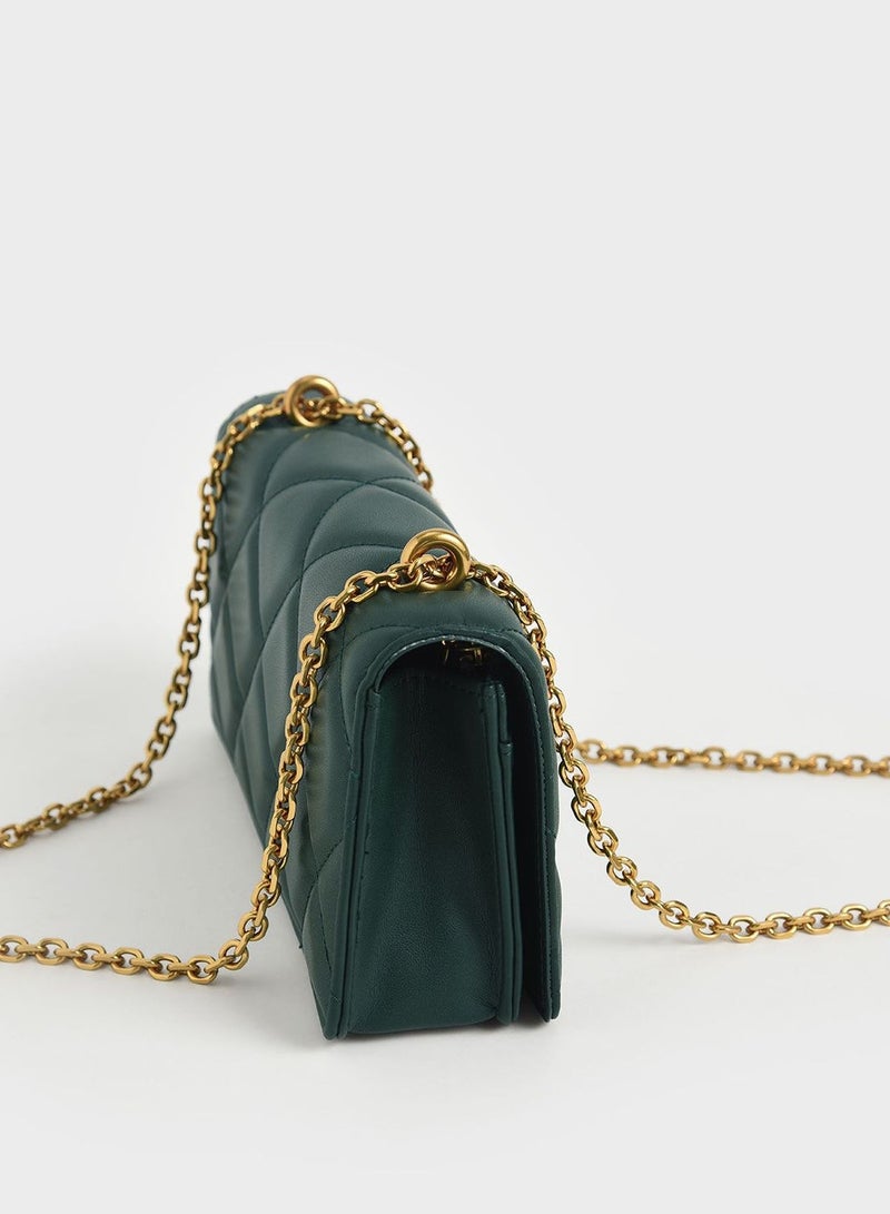 Charles & Keith Paffuto Chain Handle Furry Long Wallet - Image 3