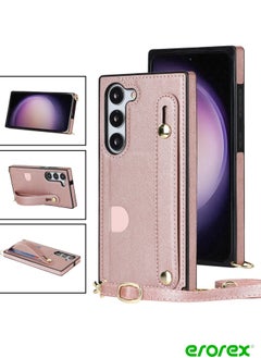 إيروريكس جراب لهاتف (Samsung Galaxy S23 + 5G) جراب هاتف مربع بحامل معصم كروسبودي لون القرنفل  - Image 1