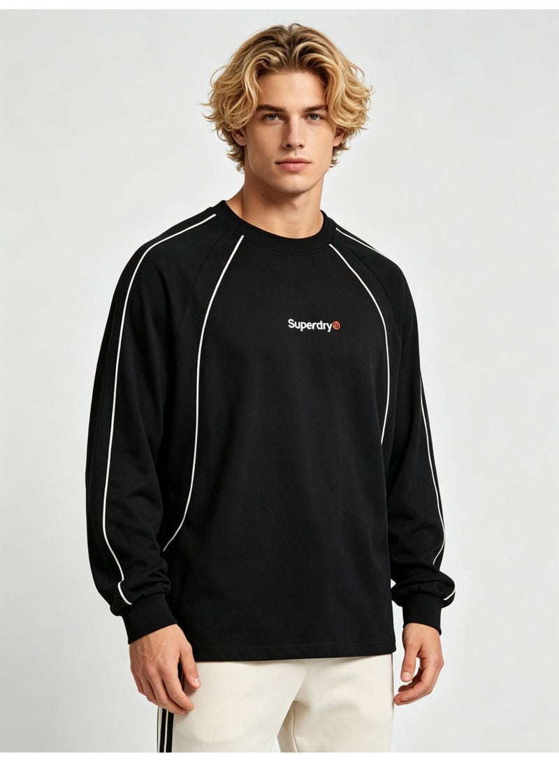 سوبر دراي Superdry Men's and women's shoulder-thrust contrast stripe loose long-sleeved T-shirt - Image 4