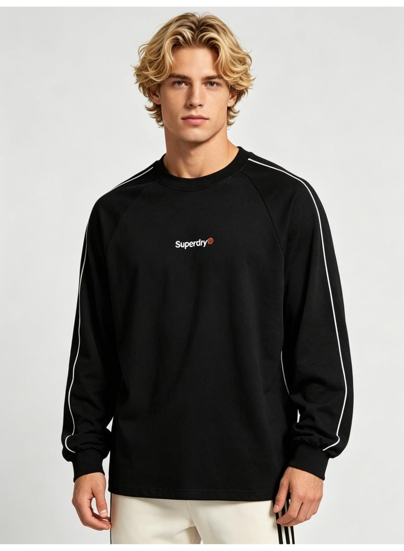سوبر دراي Superdry Men's and women's shoulder-thrust contrast stripe loose long-sleeved T-shirt - Image 2