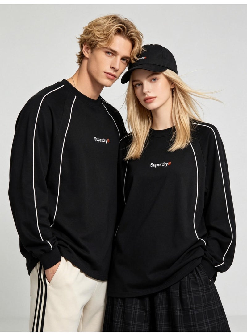سوبر دراي Superdry Men's and women's shoulder-thrust contrast stripe loose long-sleeved T-shirt - Image 1