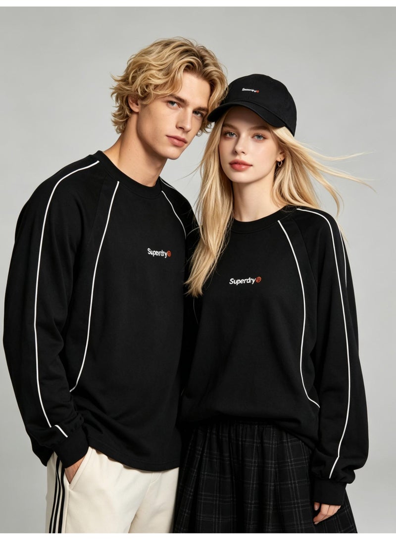 سوبر دراي Superdry Men's and women's shoulder-thrust contrast stripe loose long-sleeved T-shirt - Image 5