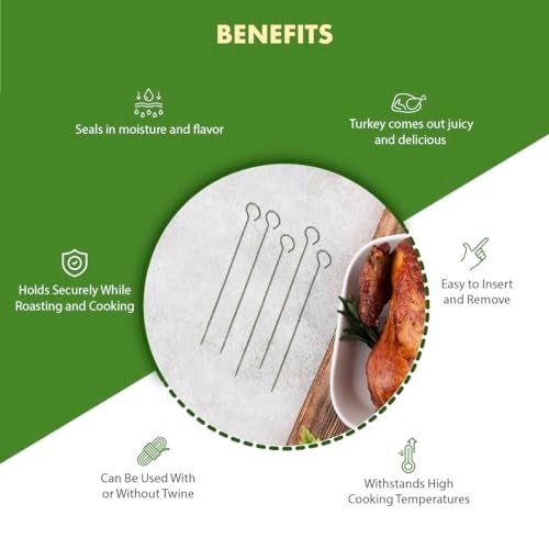 Regency Wraps Turkey Lacers, Stainless Steel, Multi-Use Skewers for Meat and Poultry Trussing, Shish-K-Bobs, Crafting, and More, 4.25", Pack of 6 - Image 2