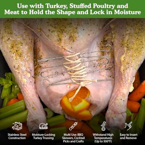 Regency Wraps Turkey Lacers, Stainless Steel, Multi-Use Skewers for Meat and Poultry Trussing, Shish-K-Bobs, Crafting, and More, 4.25", Pack of 6 - Image 4