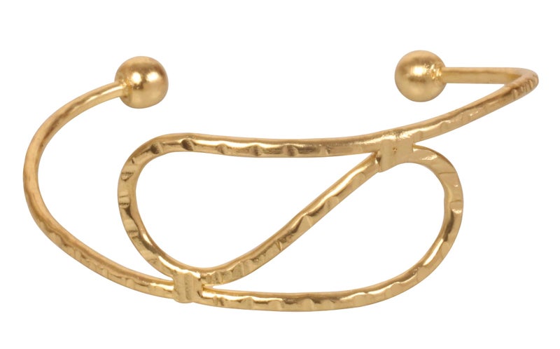 Touchstone NEW! Indian Bollywood Silver Screen Fashion Trends Handcrafted Peeled Cut Wire Work Spiral 1 Inch Broad Designer Jewelry Free Size Cuff Bracelet In Gold Tone For Women. - Image 2