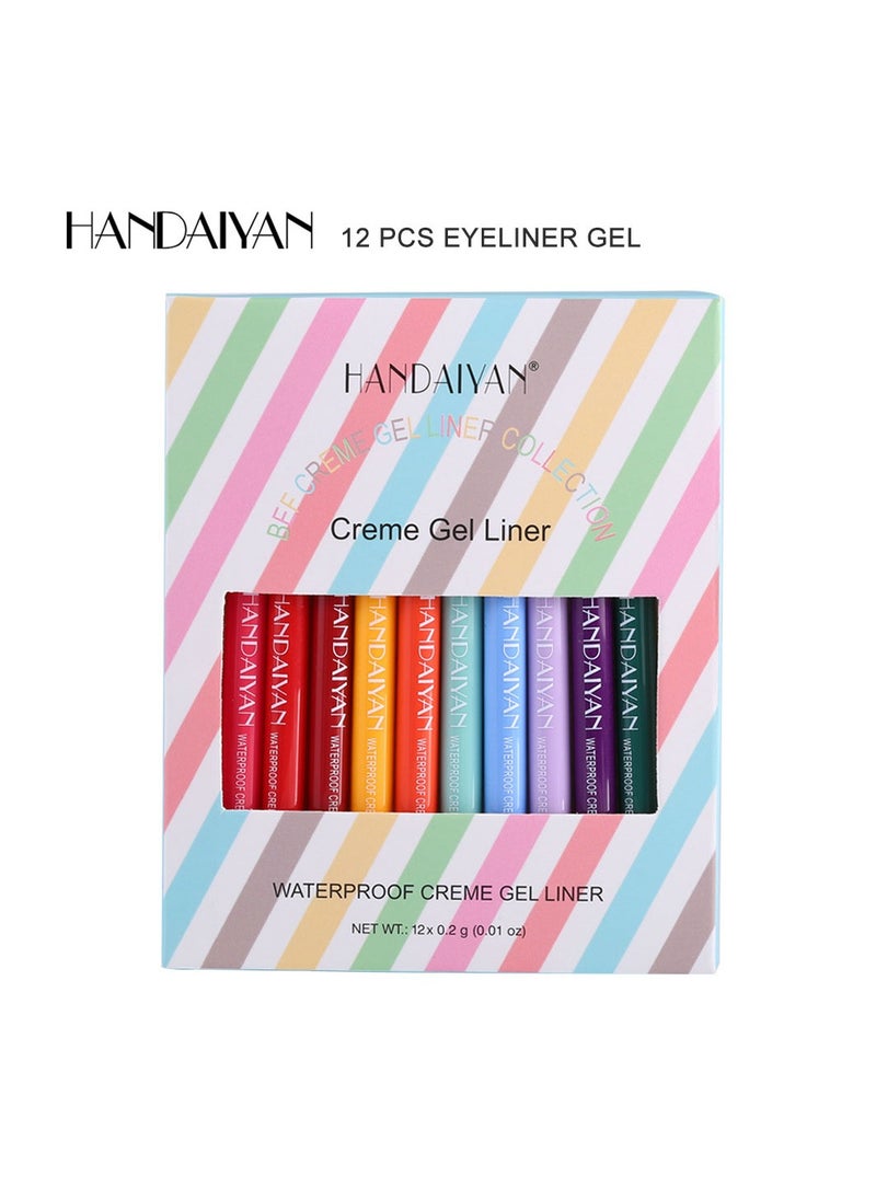 Handaiyan - Eyeliner Gel Set 12 Colors Professional Makeup Eye Liner Waterproof Matte Long Lasting, Smudge-Resistant Sharpenable Cream Eyeliners Pencil High Performance Glide-On Pen Vegan, High Pigment, Nude Finish - Image 1