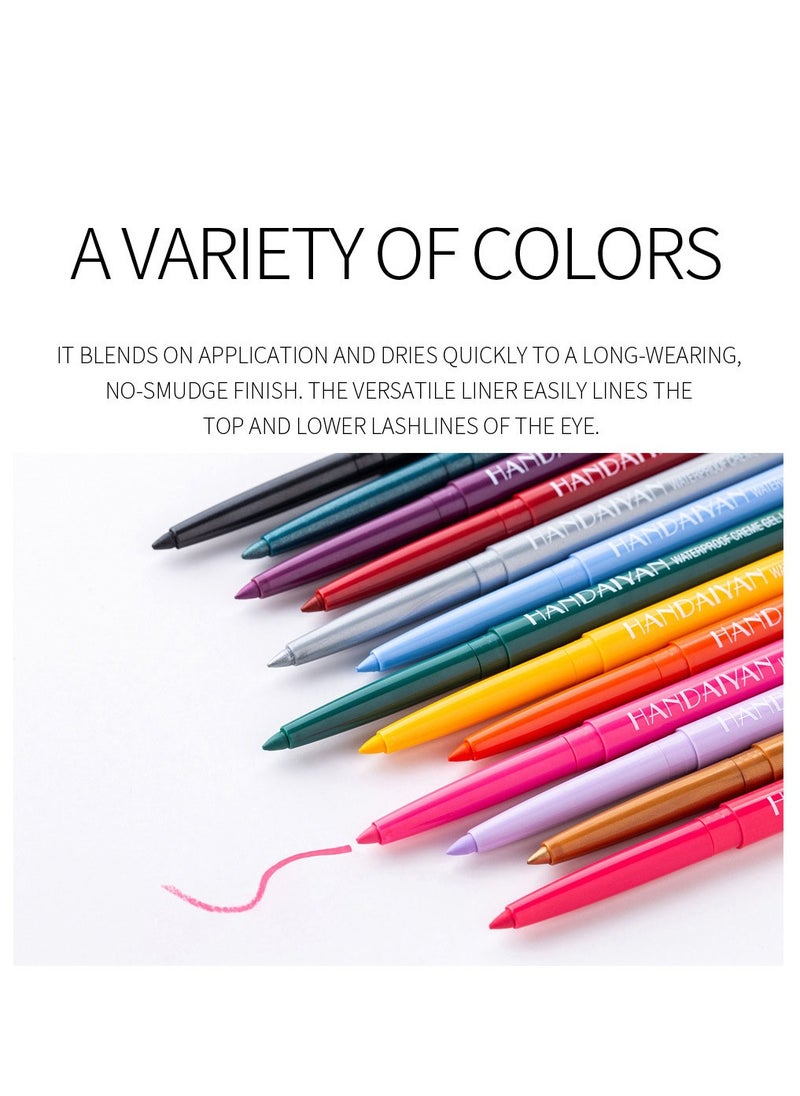 Handaiyan - Eyeliner Gel Set 12 Colors Professional Makeup Eye Liner Waterproof Matte Long Lasting, Smudge-Resistant Sharpenable Cream Eyeliners Pencil High Performance Glide-On Pen Vegan, High Pigment, Nude Finish - Image 1