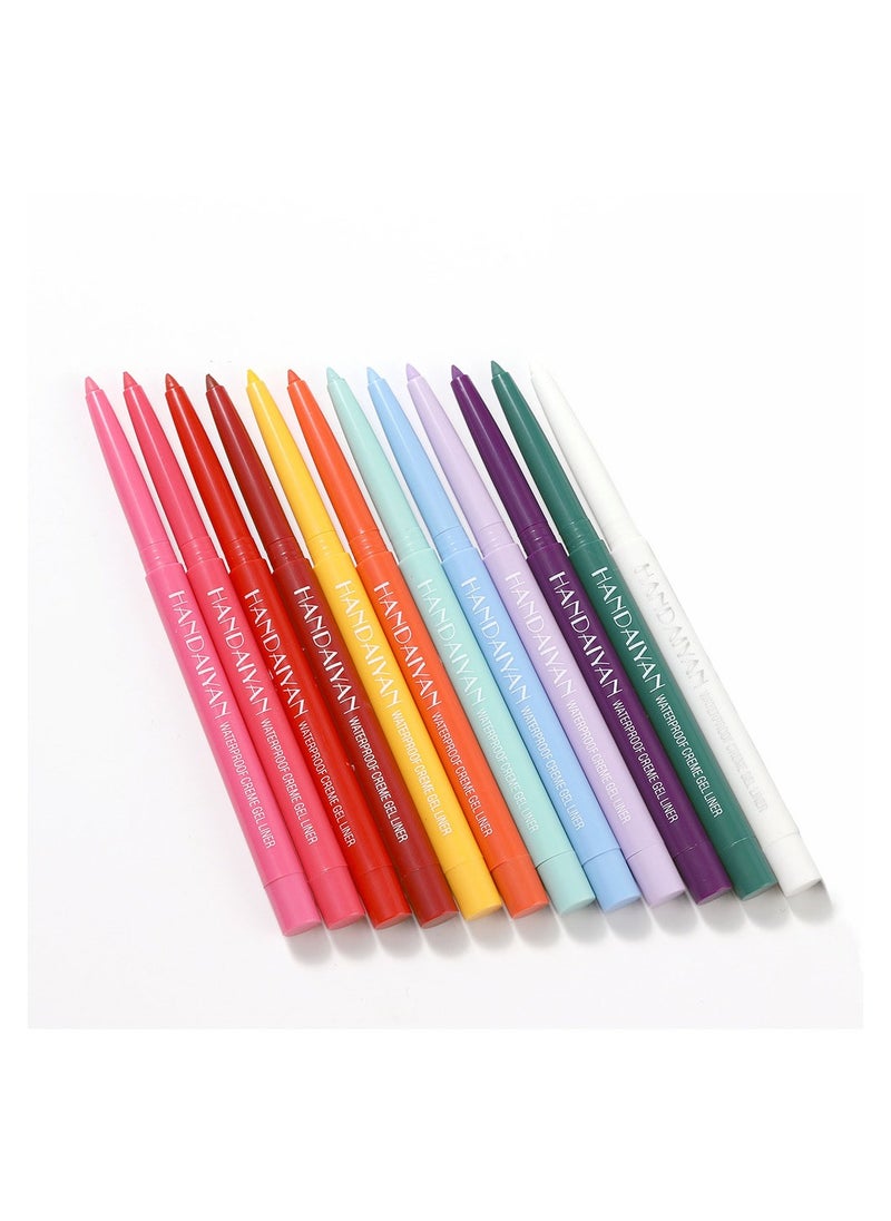 Handaiyan - Eyeliner Gel Set 12 Colors Professional Makeup Eye Liner Waterproof Matte Long Lasting, Smudge-Resistant Sharpenable Cream Eyeliners Pencil High Performance Glide-On Pen Vegan, High Pigment, Nude Finish - Image 1