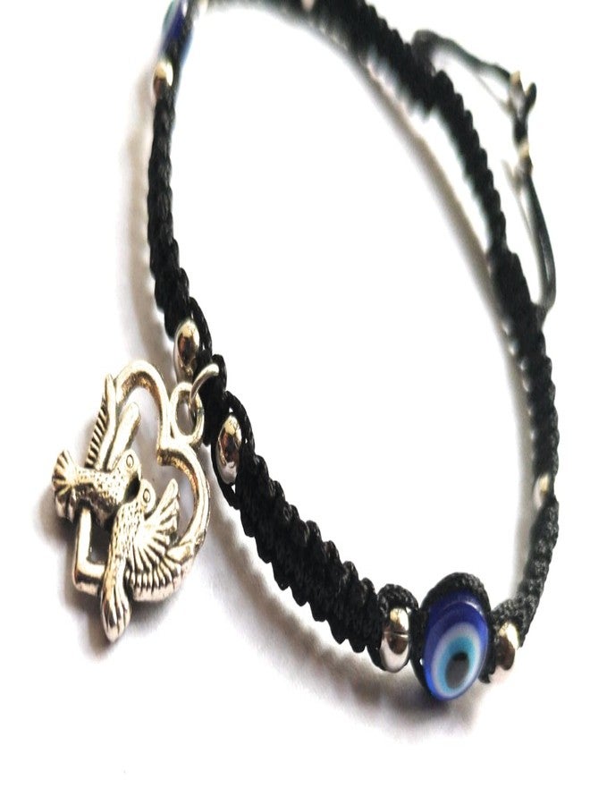 Jyokrish Handmade Adjustable Black Thread hanging Bird Heart 2 Evil eye Anklet For Women | girls | Nazariya |Payal | Adult |Free Size |Workwear | Pair of 1 - Image 3