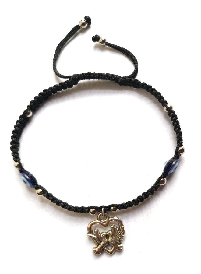Jyokrish Handmade Adjustable Black Thread hanging Bird Heart 2 Evil eye Anklet For Women | girls | Nazariya |Payal | Adult |Free Size |Workwear | Pair of 1 - Image 5