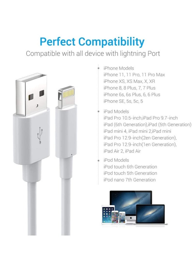 Lightning Cable Certified - iPhone Charger 3Pack 6ft Lighting to USB A Charging Cord Compatible with iPhone 14 13 12 11 Pro Max XS XR 8 Plus 7 Plus 6s Plus 5S iPad Pro and More, White