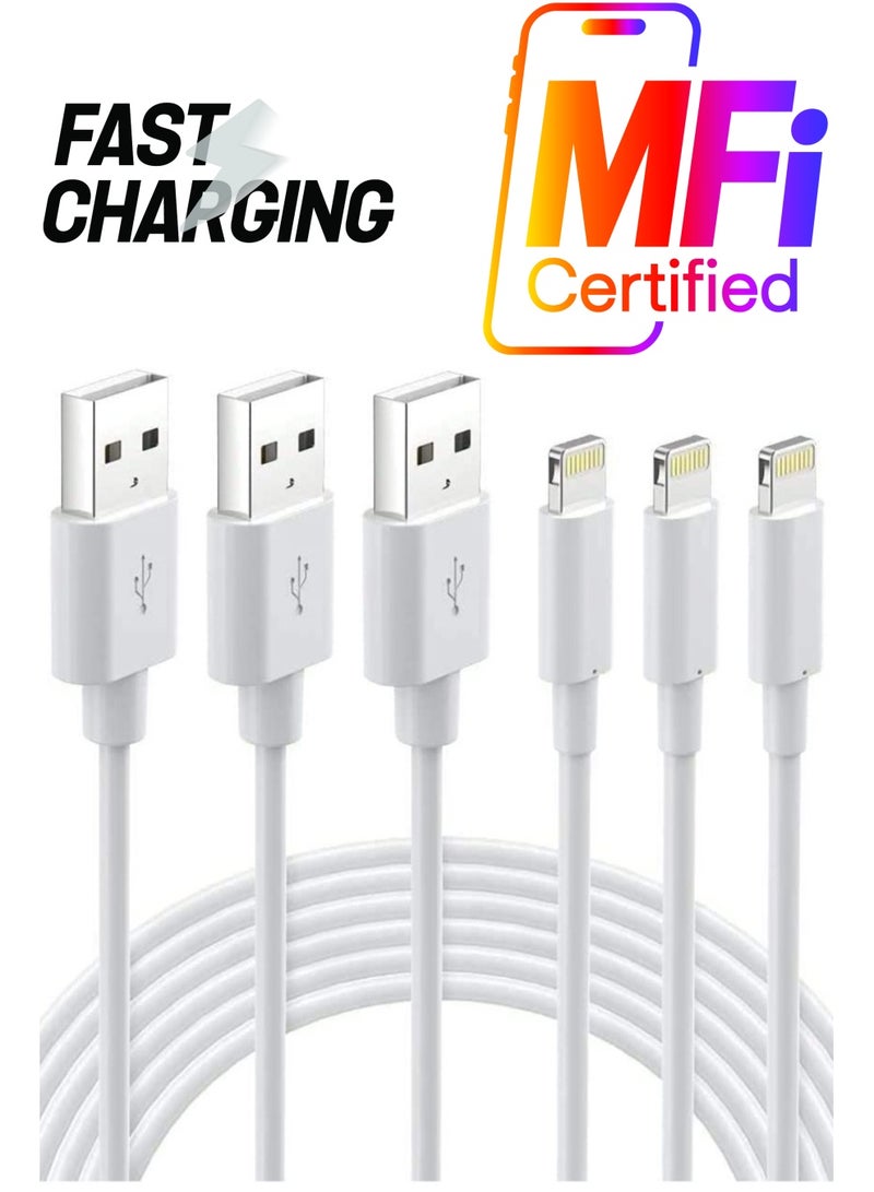 Lightning Cable Certified - iPhone Charger 3Pack 6ft Lighting to USB A Charging Cord Compatible with iPhone 14 13 12 11 Pro Max XS XR 8 Plus 7 Plus 6s Plus 5S iPad Pro and More, White