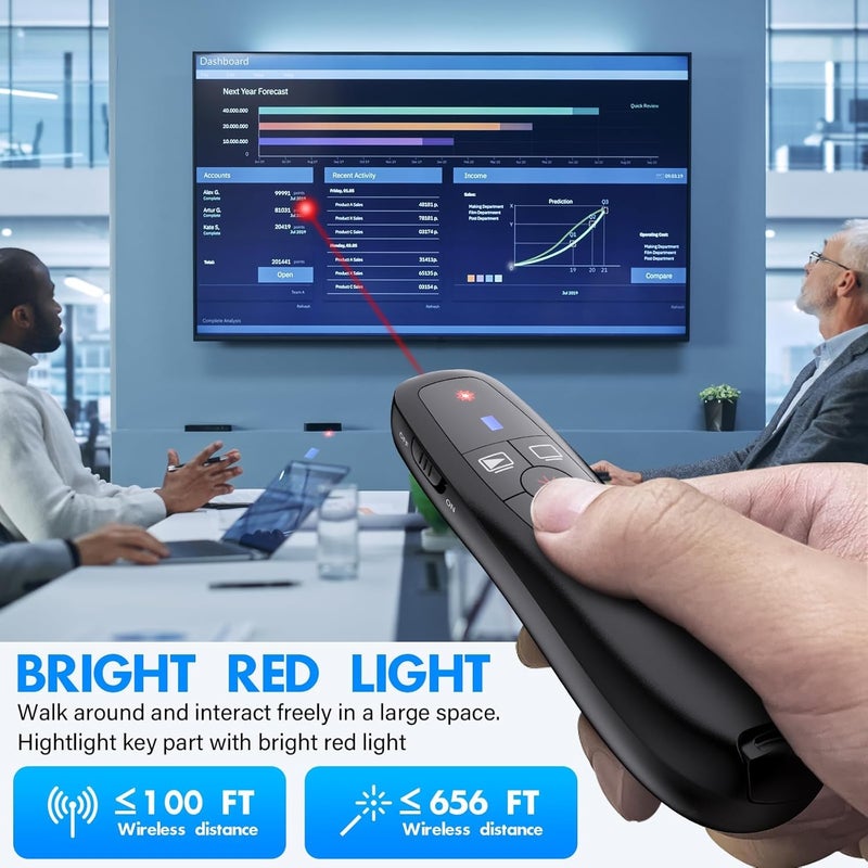 Milatech Rechargeable Presentation Clicker With 2-In-1 Usb Type C, Wireless Presenter Remote Clicker For Powerpoint Presentations (R400) - Image 3