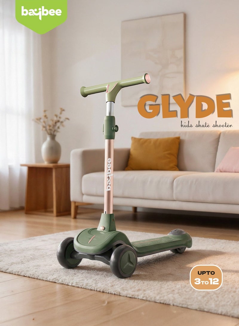 بيبي سكوتر جلايد للأطفال، سكوتر بثلاث عجلات، قابل للطي، بمقبض قابل لتعديل الارتفاع بأربعة مستويات، مزود بعجلات من البولي يوريثان وإضاءة LED، سكوتر ذكي للأطفال من عمر 3 إلى 12 سنة، للأولاد والبنات، لون أبيض - Image 3