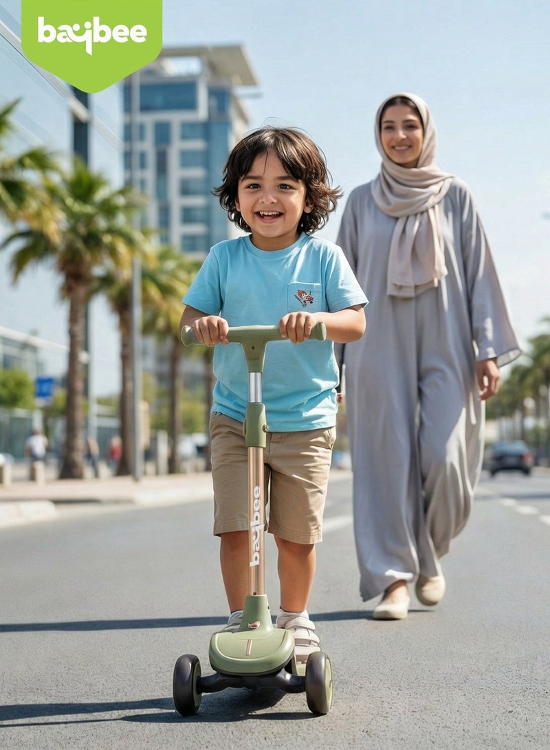 بيبي سكوتر جلايد للأطفال، سكوتر بثلاث عجلات، قابل للطي، بمقبض قابل لتعديل الارتفاع بأربعة مستويات، مزود بعجلات من البولي يوريثان وإضاءة LED، سكوتر ذكي للأطفال من عمر 3 إلى 12 سنة، للأولاد والبنات، لون أبيض - Image 2