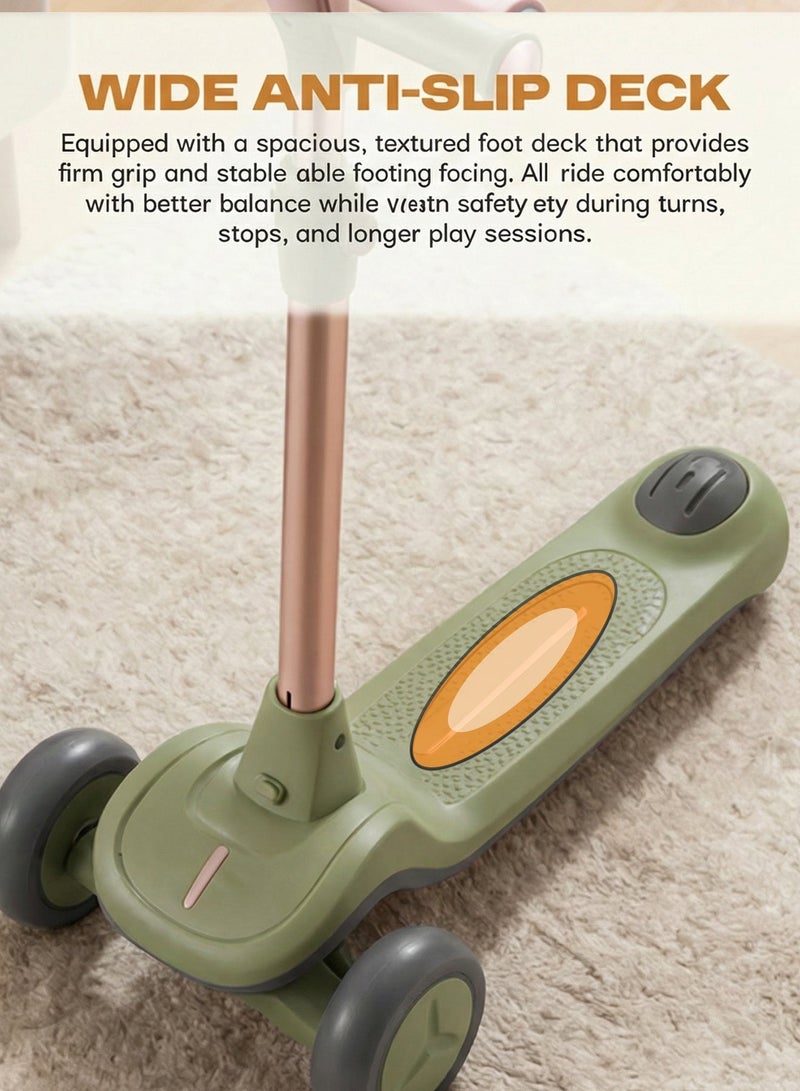 بيبي سكوتر جلايد للأطفال، سكوتر بثلاث عجلات، قابل للطي، بمقبض قابل لتعديل الارتفاع بأربعة مستويات، مزود بعجلات من البولي يوريثان وإضاءة LED، سكوتر ذكي للأطفال من عمر 3 إلى 12 سنة، للأولاد والبنات، لون أبيض - Image 4