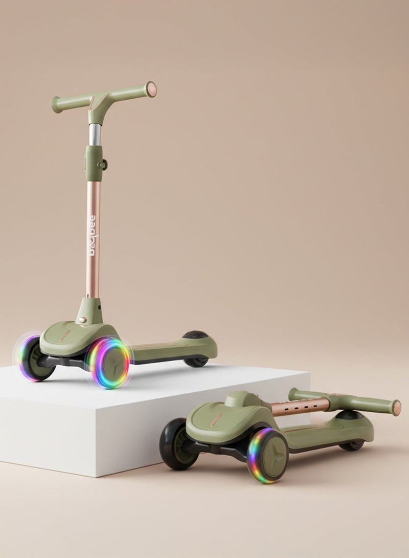 بيبي سكوتر جلايد للأطفال، سكوتر بثلاث عجلات، قابل للطي، بمقبض قابل لتعديل الارتفاع بأربعة مستويات، مزود بعجلات من البولي يوريثان وإضاءة LED، سكوتر ذكي للأطفال من عمر 3 إلى 12 سنة، للأولاد والبنات، لون أبيض - Image 1