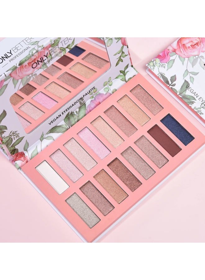 ONLYBETTER Vegan Eyeshadow Palette, Nude Eyeshadow Palette, 16 Shades Organic Eyeshadow palette high pigmented eyeshadow palette Colorful Eyeshadow Palette Long Lasting Nude Eyeshadow Shimmer Palette - Image 5