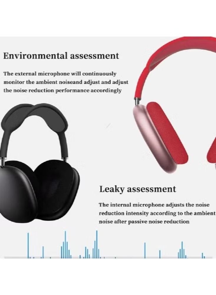 Dream Zone Smart Noise Reduction Stereo Sound Wireless Earbuds Bluetooth Headset Heavy Bass Headphones P9 for iOS Android AUX/FM Earphone red - Image 2