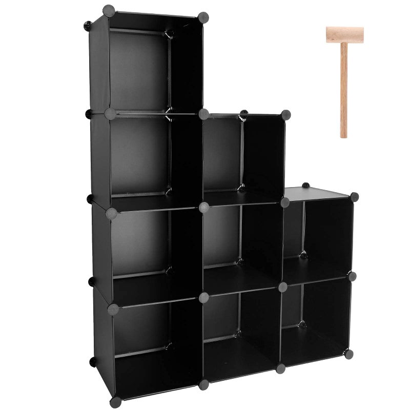 TUMUCUTE TUMUCUTE Cube Storage Organizer 9Cube DIY Plastic Closet Cabinet Modular Bookcase Storage Shelves for Bedroom Living Room Office Black