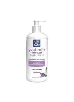 Kiss My face Kiss My Face Goat Milk Body Wash - Lavender & Jasmine Body Wash with Goat Milk and Argan Oil - 16 Ounce Bottle (Lavender & Jasmine, Pack of 1)  - Image 1