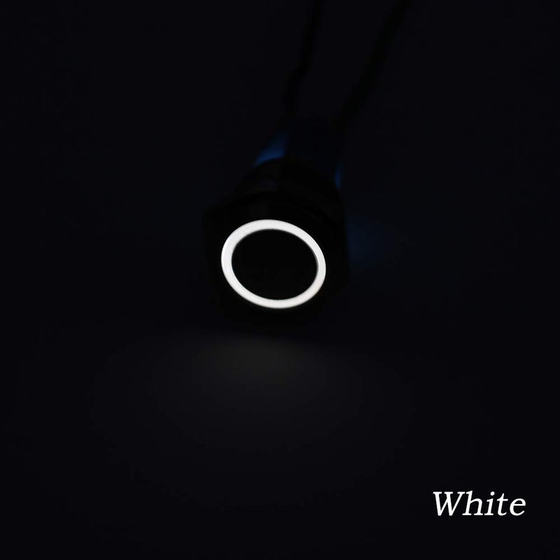 RDR مفتاح ضغط دائري مسطح من الفولاذ المقاوم للصدأ مع إضاءة LED، 12 مم (أبيض) - Image 5